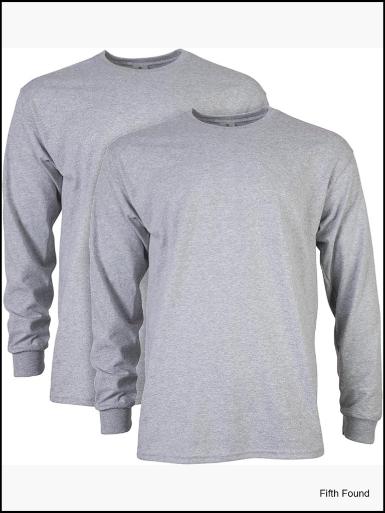 Long Sleeve T-Shirt - Heavyweight Cotton Classic Fit Crew Neck Tee